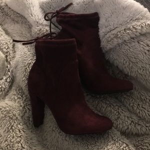 Burgundy Suede Booties, size 5